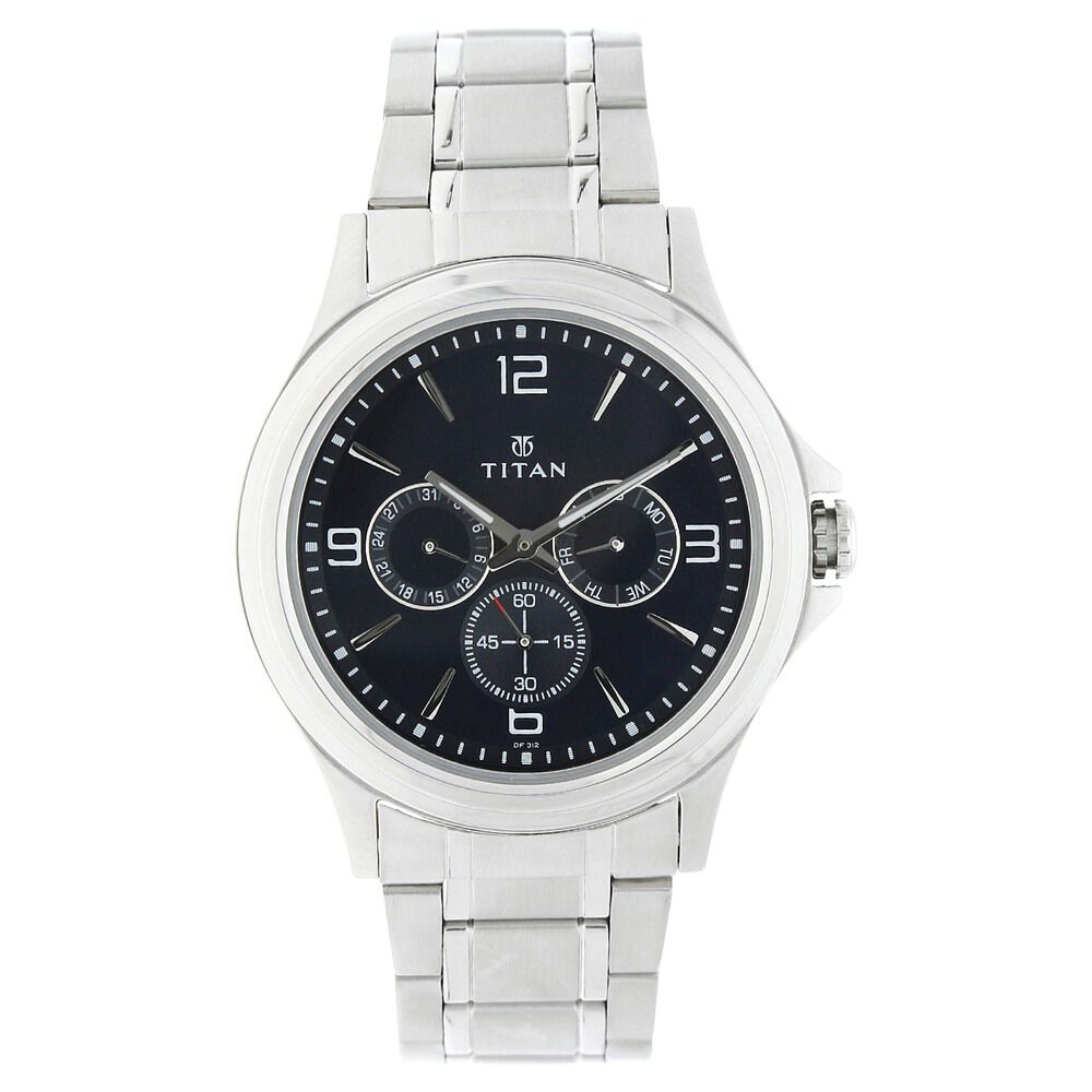 Buy Online Titan Quartz Multifunction Black Dial Stainless Steel