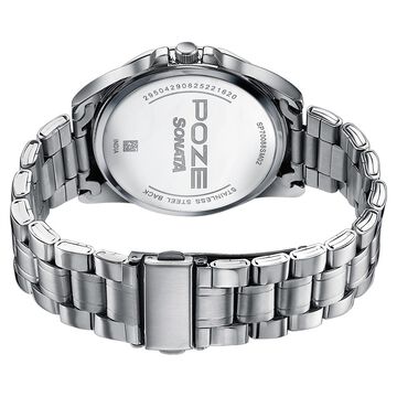 Poze By Sonata Quartz Analog Green Dial Silver Metal Strap Watch For Men