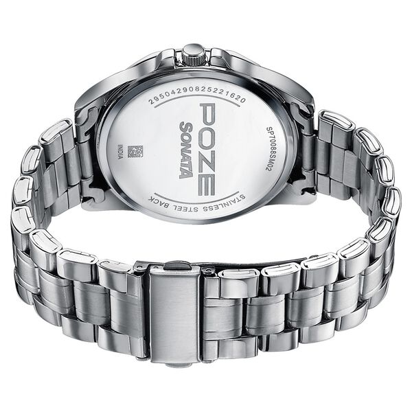 Poze By Sonata Quartz Analog Green Dial Silver Metal Strap Watch For Men - image number 6