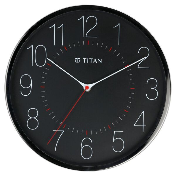 Titan Metallic Black Wall Clock with Slim Hands - 30 cm x 30 cm (Medium) - image number 1