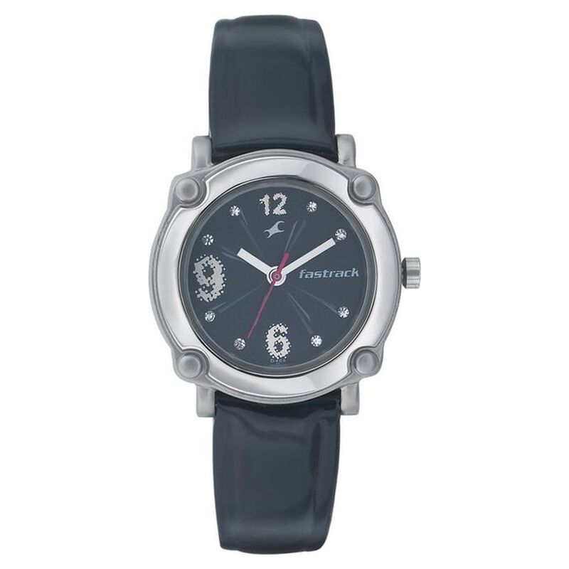 Fastrack Quartz Analog Black Dial Leather Strap Watch for Girls