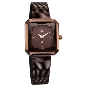 Fastrack Vyb Flare Quartz Analog Brown Dial Stainless Steel Strap Watch for Girls