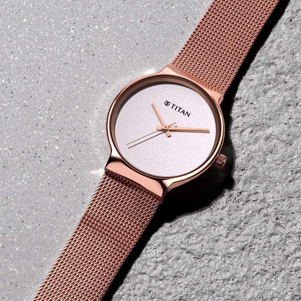 Titan watches women's deals rose gold