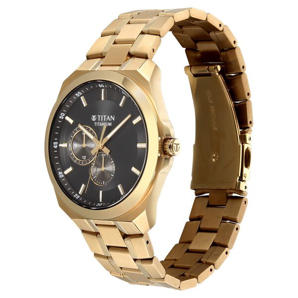 Titan Classique Titanium Sapphire  Multifunction Anthracite Dial Champagne Titanium Strap Watch For Men - image number 2