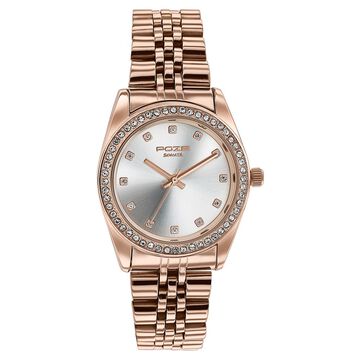 Sonata Poze Quartz Analog Silver Dial Rose Gold Colour Stainless Steel Strap Watch For Women