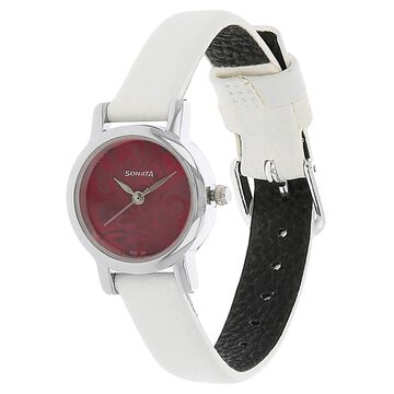 Sonata Quartz Analog Pink Dial Leather Strap Watch for Women