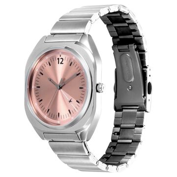 Fastrack 9 to Fine Analog withSalmon Pink Metal Strap Watch for Guys