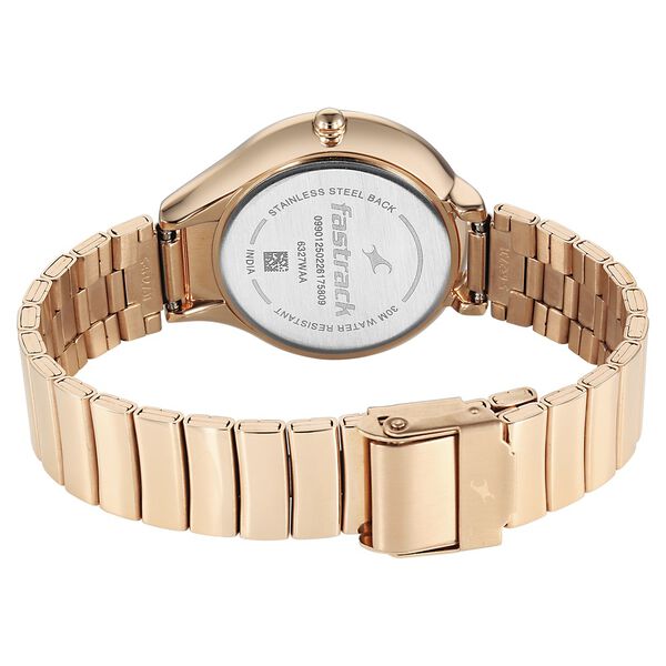 Fastrack Gelato champagne multifunction metal strap watch with Matcha green dial for Girls - image number 5