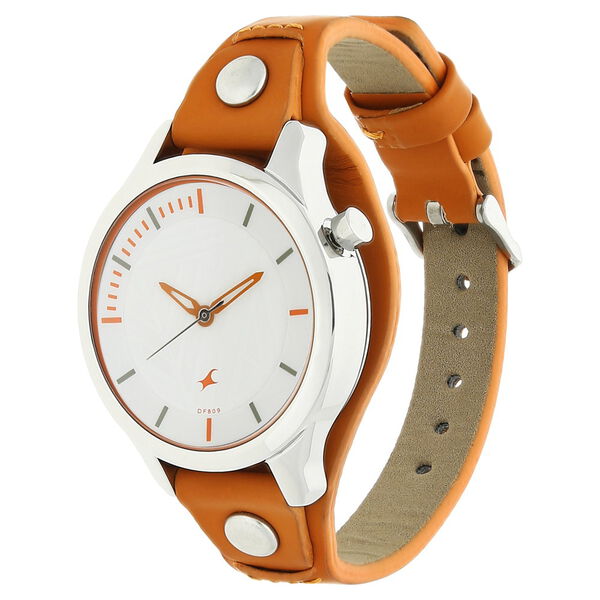 Fastrack Motorheads Quartz Analog White Dial Leather Strap Watch for Girls - image number 1