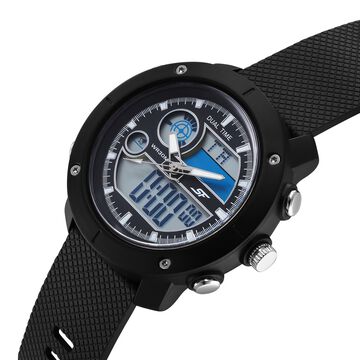 SF Zest Quartz Analog Digital Dial Black Polyurethane Strap Watch For Men