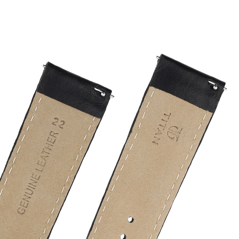 22 mm Black Genuine Leather Strap for Men - image number 4