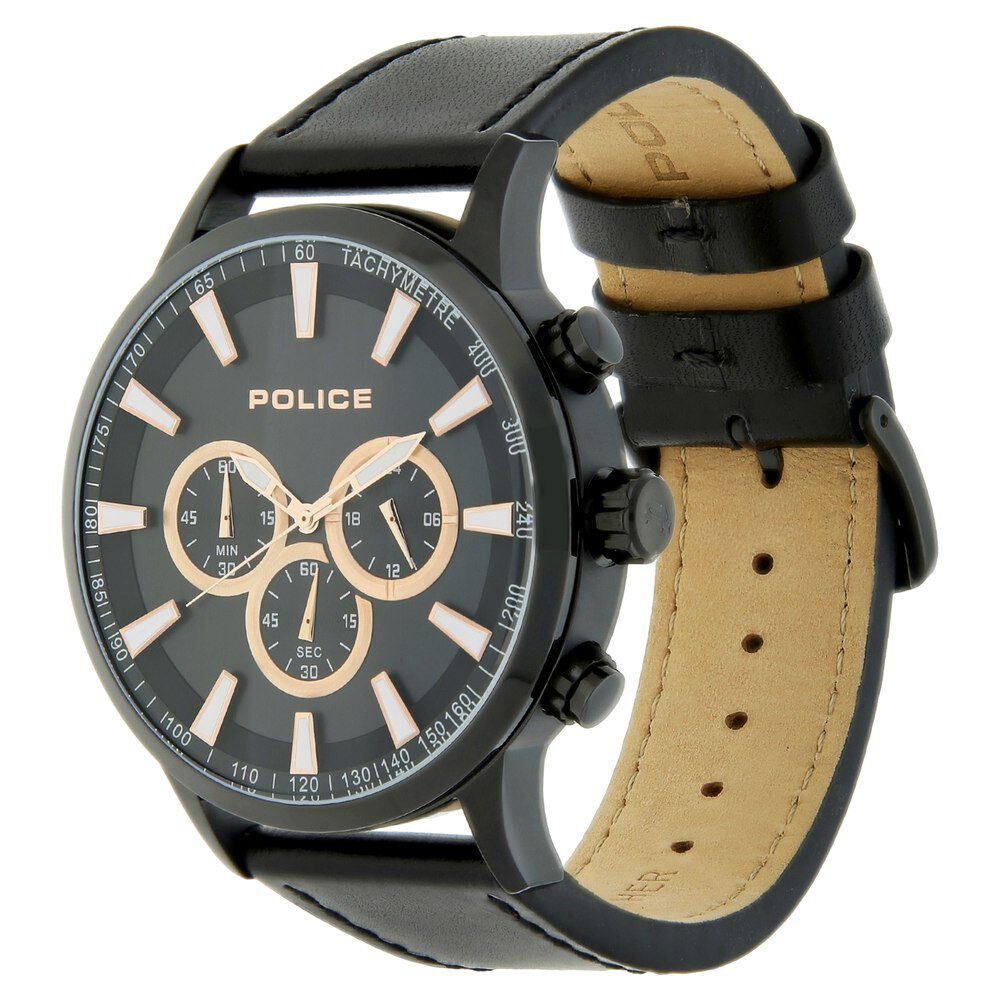 Buy Online Police Quartz Chronograph Black Dial Leather Strap Watch for Men ncpl15000jsb02 Titan