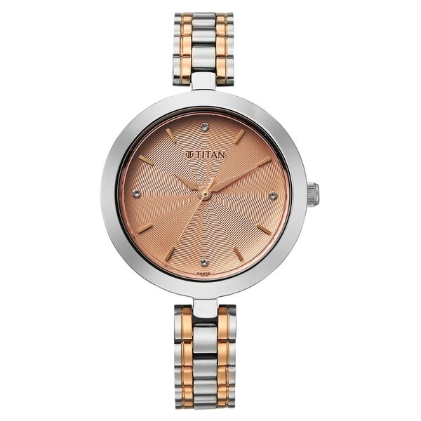 Titan Titan Karishma Quartz Analog Rose Gold Dial Two Toned Stainless Steel Strap Watch For Women - image number 0