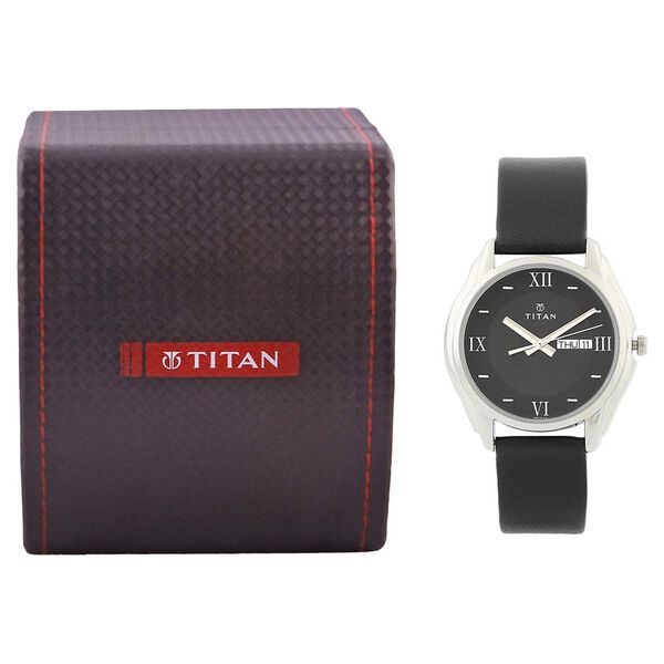 Titan Analog Black Dial with Day and Date Leather Strap Watch for Men - image number 4