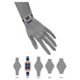 Anne Klein Quartz Analog Blue Dial Two Toned Plastic Strap Rectangular Shaped Watch For Women - image number 3