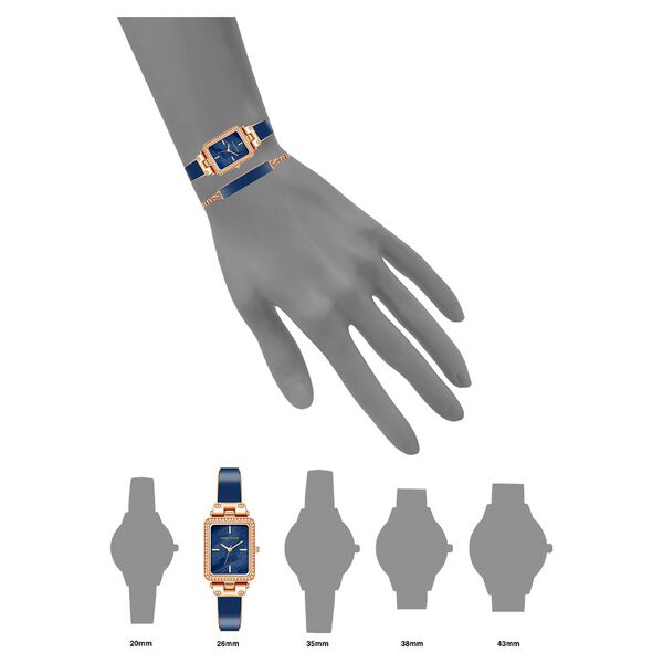 Anne Klein Quartz Analog Blue Dial Two Toned Plastic Strap Rectangular Shaped Watch For Women - image number 3