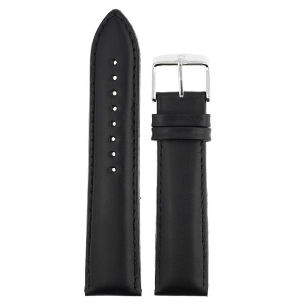 22 mm Black Genuine Leather Straps for Men - image number 0
