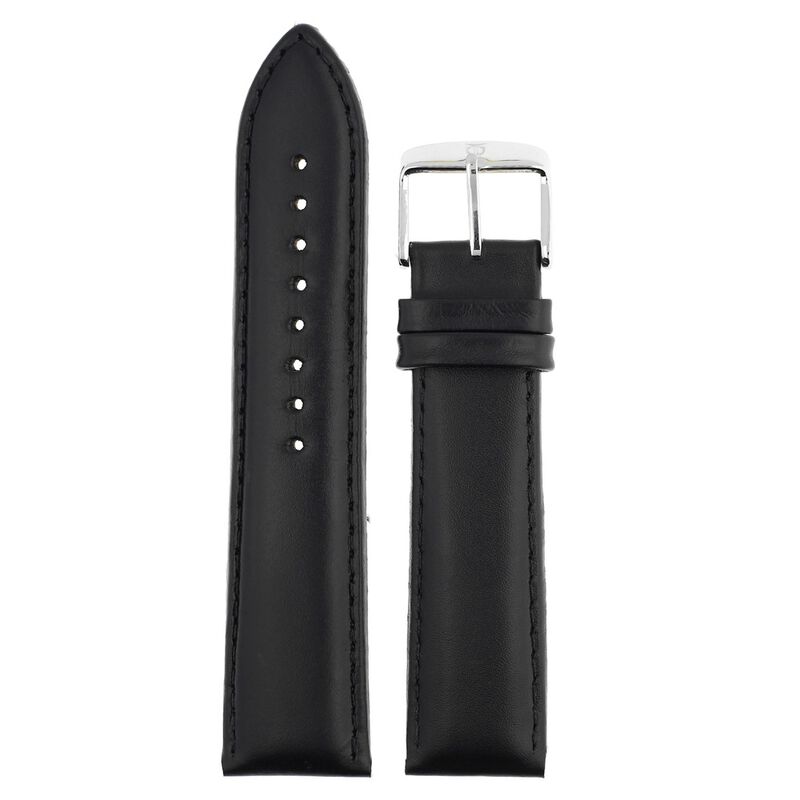 22 mm Black Genuine Leather Straps for Men