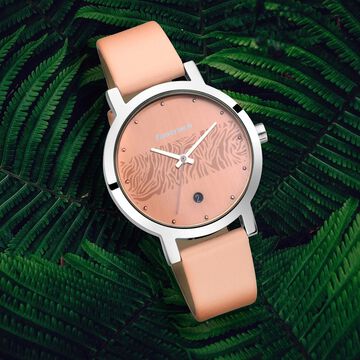 Fastrack Animal Print Quartz Analog with Date Rose Gold Dial Leather Strap Watch for Girls