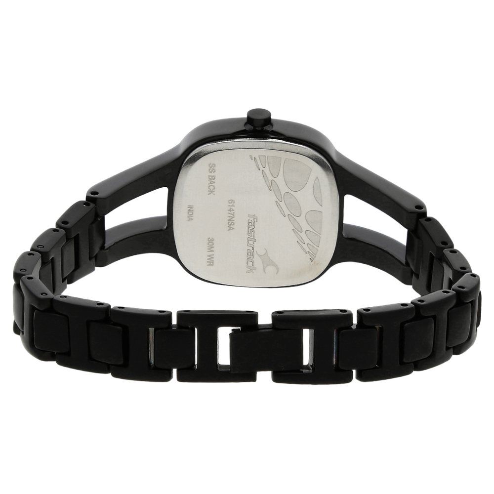 Buy Online Fastrack Quartz Analog Black Dial Metal Strap Watch for Girls ns6147nm02 Titan