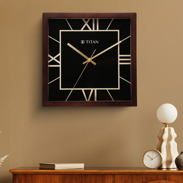 Titan Black & Timber Wooden Wall Clock - image number 0