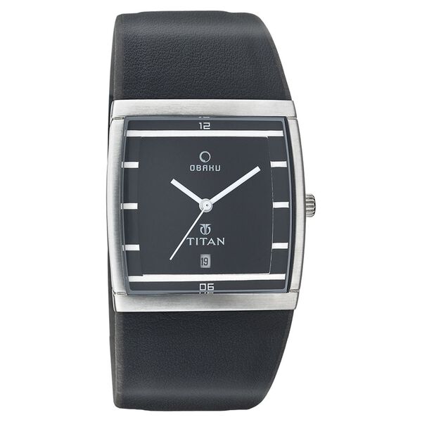 Titan Quartz Analog with Date Black Dial Leather Strap Watch for Men - image number 0