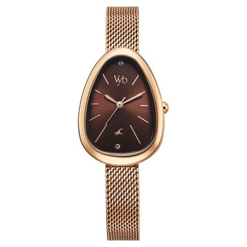 Vyb Prodigy By Fastrack Quartz Analog Brown Dial Metal Strap Watch For Girls
