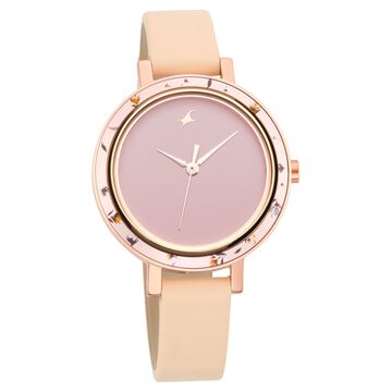 Fastrack Paint Me Quartz Analog Pink Dial Leather Strap Watch for Girls