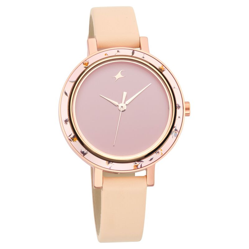 Buy Online Fastrack Paint Me Quartz Analog Pink Dial Leather Strap ...