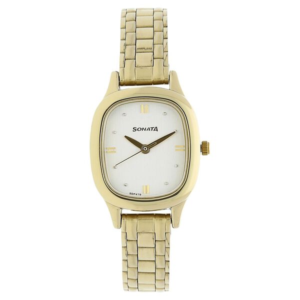Sonata Quartz Analog Silver Dial Stainless Steel Strap Watch for Women - image number 0