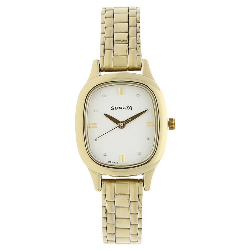 Sonata Quartz Analog Silver Dial Stainless Steel Strap Watch for Women