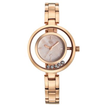 Vyb Starlet By Fastrack Quartz Analog Rose Mother of Pearl Dial Rose Gold Stainless Steel Strap Watch For Girls