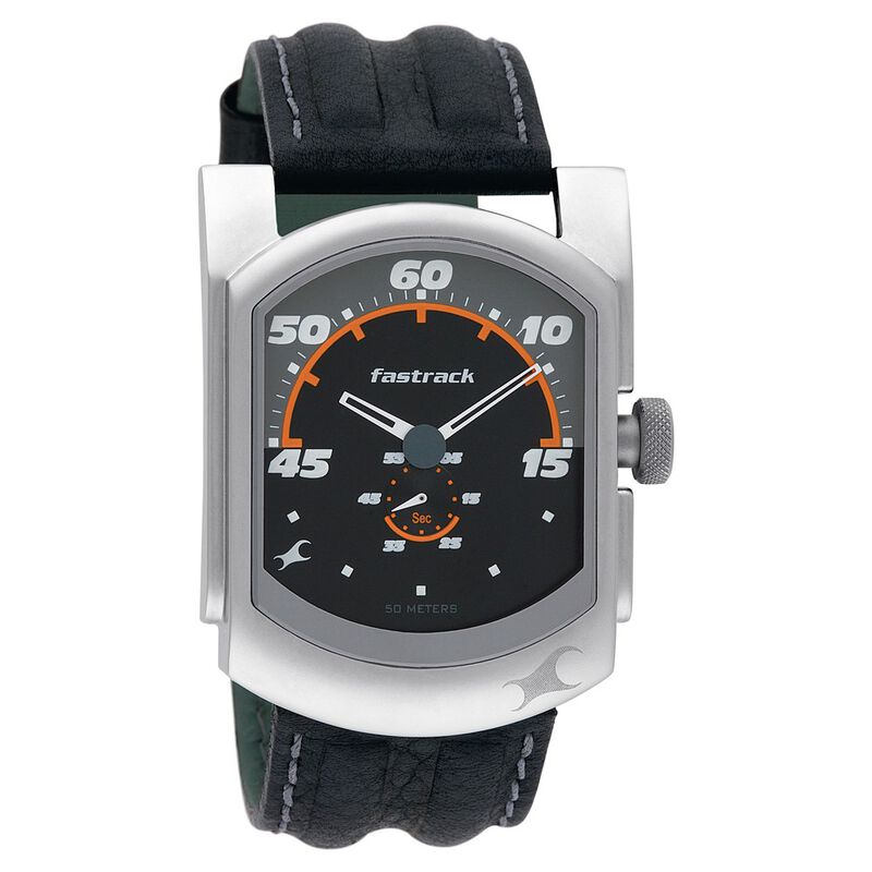Fastrack Quartz Analog Black Dial Leather Strap Watch for Guys
