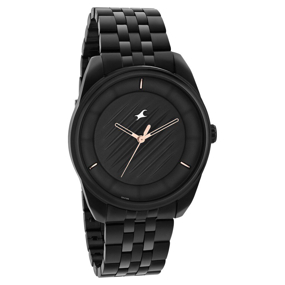 Buy Online Fastrack Crush Quartz Analog Black Dial Stainless Steel Strap Watch for Guys 3300nm01 Titan