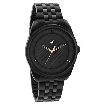 Fastrack Crush Quartz Analog Black Dial Stainless Steel Strap Watch for Guys