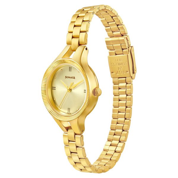 Sonata Gold Edit Champagne Dial Women Watch With Stainless Steel Strap - image number 1