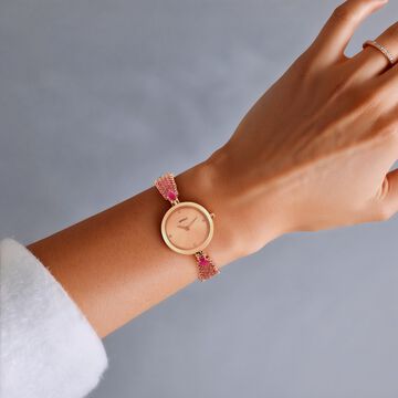 Titan Nebula Ashvi 18k Solid Pink Gold Analog with Diamond and Rubies Bracelet Watch for Women