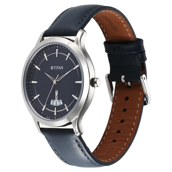 Titan Karishma Quartz Analog Blue Dial Leather Strap Watch for Men - image number 2