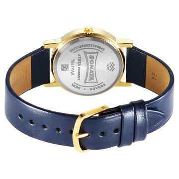 Sonata Classic Quartz Analog Silver Dial Blue Leather Strap Watch for Men