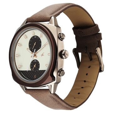 Fastrack Gelato Brown chronograph watch with Cookies n Cream dial for Guys