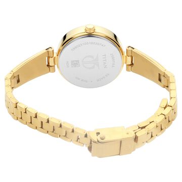 Titan Quartz Analog Silver Dial Golden Metal Strap Watch For Women
