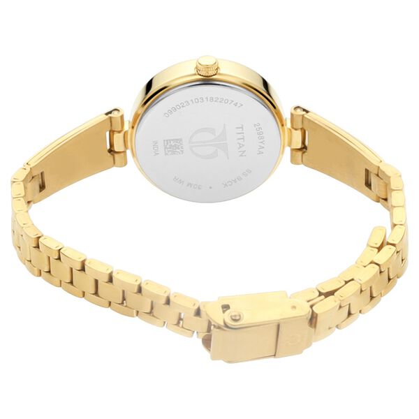 Titan Quartz Analog Silver Dial Golden Metal Strap Watch For Women - image number 4