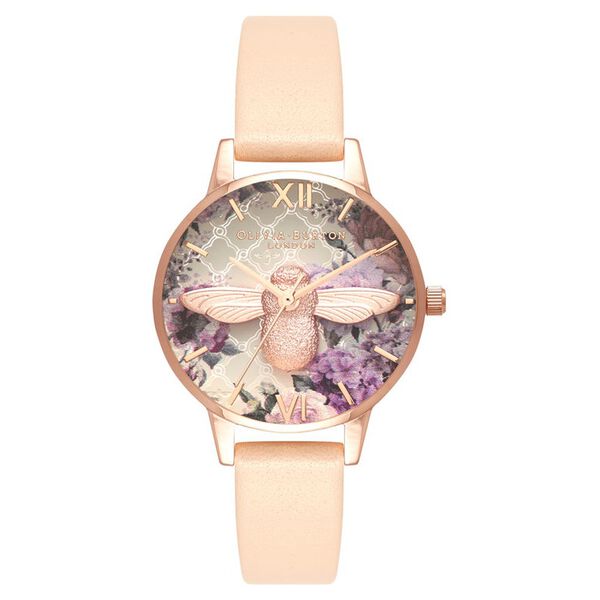 Olivia Burton Quartz Analog Rose Gold Dial Leather Strap Watch for Women - image number 0