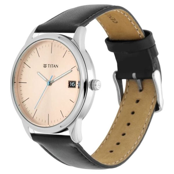 Titan Neo Beige Dial Analog with Date Leather Strap watch for Men - image number 2