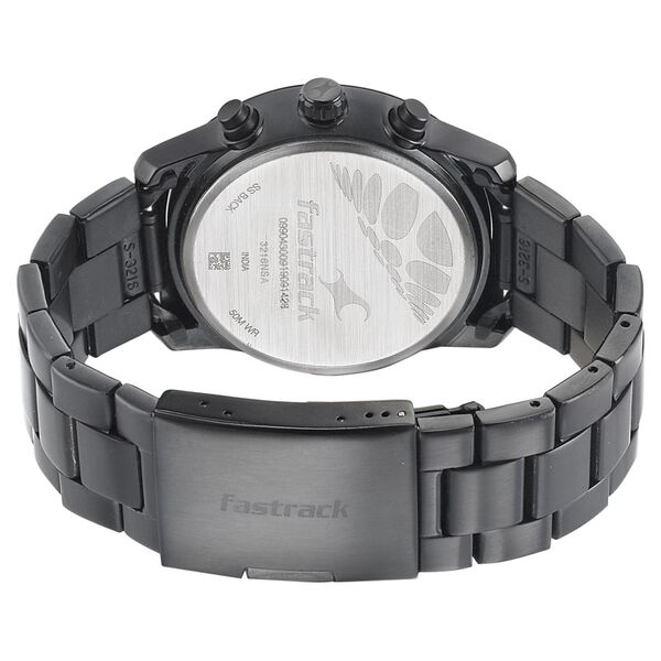 Fastrack Go Skate Quartz Multifunction Black Dial Stainless Steel Strap Watch for Guys - image number 4