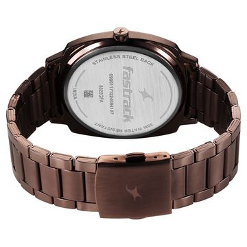 Fastrack Groove Quartz Analog Black Dial Guys Stainless Steel Watch