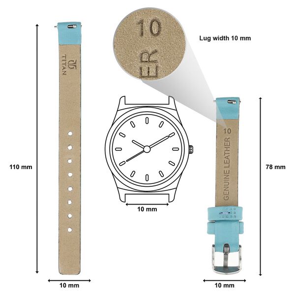 10 mm Blue Genuine Leather Strap for Women - image number 1