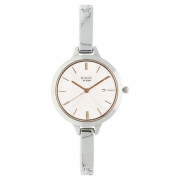Titan Raga Viva Silver Dial Quartz Analog with Date Metal Strap Watch for Women