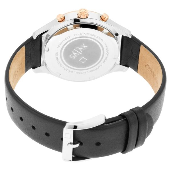 Xylys Swiss Multifunction Black Leather Strap Silver Dial Watch For Women - image number 5