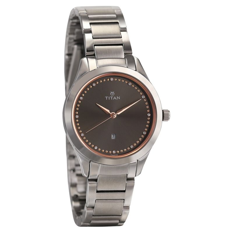Titan Sparkle Anthracite Dial Analog with Date Stainless Steel Strap Watch for Women - image number 1